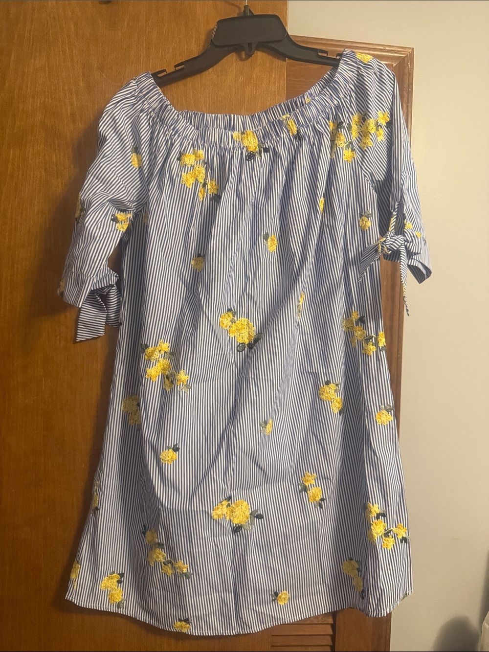 Tacera Blue and Yellow Floral Midi Dress